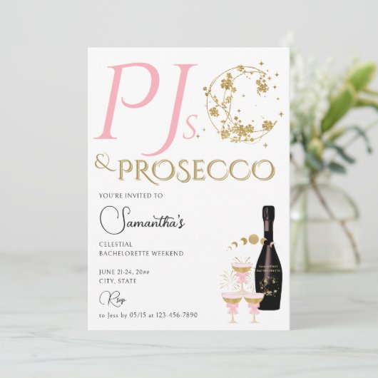 Invitation Pyjama céleste PJ et Procuco Bachelorette (Debout devant)