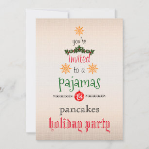 Invitation Pyjama de Noël et crêpes pour fête de famille
