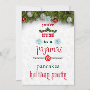 Invitation Pyjama de Noël et fête de famille Pancakes