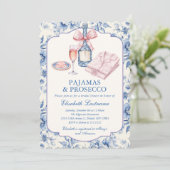 Invitation Pyjama et Prosecco Nœud Rose Mariage (Debout devant)