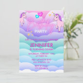 Invitation Pyjama Licorne 7ème Anniversaire Rose (Debout devant)
