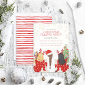 Invitation Pyjama moderne couleur rouge et blanche