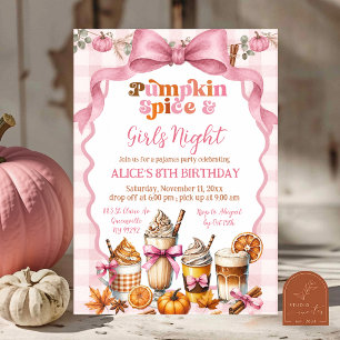 Invitation Pyjama Party Anniversaire Citrouille Rose Automne