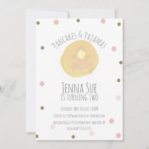 Invitation Pyjama Party Fille Confettis Crêpes 