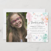 Invitation Pyjama Party Fillettes Photo Anniversaire (Devant)