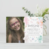 Invitation Pyjama Party Fillettes Photo Anniversaire (Debout devant)