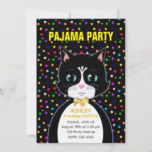 Invitation Pyjama Party & Joyeux Anniversaire Chat Smoking 