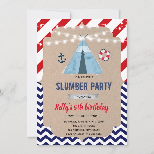 Invitation Pyjama party nautique (Devant)