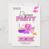 Invitation Pyjama Party Rose Mignonne pour Filles Soirée Pyja (Devant)