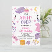Invitation Pyjama party rose violet préado (Debout devant)