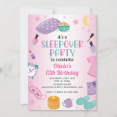 Invitation Pyjama party rose violet préado (Devant)