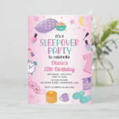 Invitation Pyjama party rose violet préado (Debout devant)