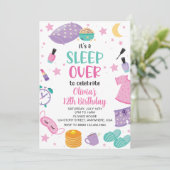 Invitation Pyjama party rose violet préado (Debout devant)