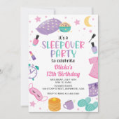 Invitation Pyjama party rose violet préado (Devant)
