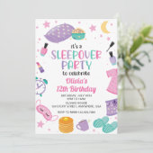 Invitation Pyjama party rose violet préado (Debout devant)