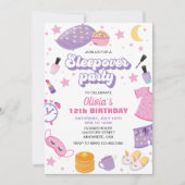 Invitation Pyjama party rose violet préado (Devant)