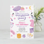 Invitation Pyjama party rose violet préado (Debout devant)