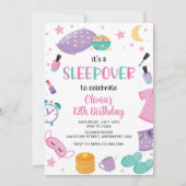 Invitation Pyjama party rose violet préado (Devant)