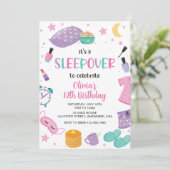 Invitation Pyjama party rose violet préado (Debout devant)