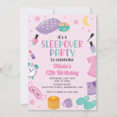 Invitation Pyjama party rose violet préado (Devant)