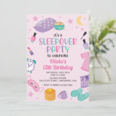 Invitation Pyjama party rose violet préado (Debout devant)