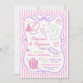 Invitation Pyjama Popcorn Soirée Pyjama Fête d'anniversaire (Devant)