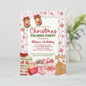 Invitation Pyjama rose confortable pour un anniversaire de No (Debout devant)