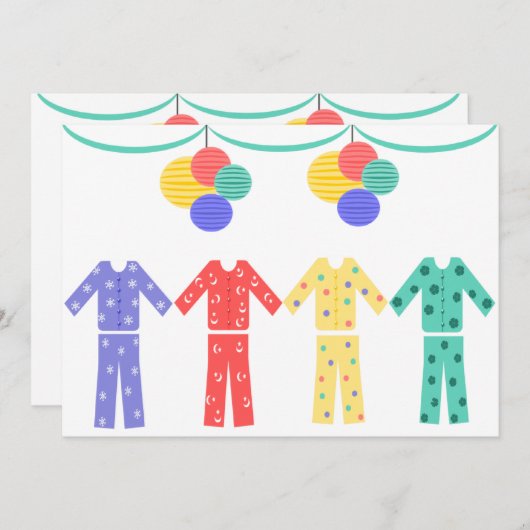 Invitation Pyjamas en partie de pyjama de rangée (Devant / Derrière)