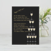 Invitation Pyramide de la Flûte Champagne d'or Nouvel An Réve (Debout devant)