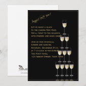 Invitation Pyramide de la Flûte Champagne d'or Nouvel An Réve (Devant / Derrière)