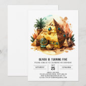 Invitation Pyramides d'or égyptienne en ligne Anniversaire (Devant / Derrière)