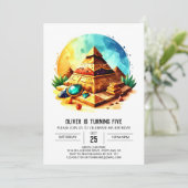 Invitation Pyramides d'or moderne personnalisées Anniversaire (Debout devant)