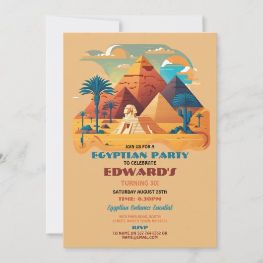 Invitation Pyramides égyptiennes fête d'anniversaire Pharaons (Devant)