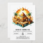 Invitation Pyramides en ligne égyptiennes modifiables Anniver (Devant / Derrière)