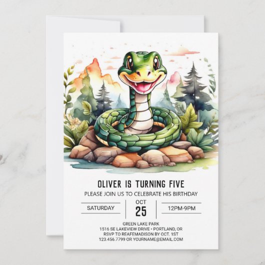 Invitation Python en ligne fête d'anniversaire pour enfants (Devant)