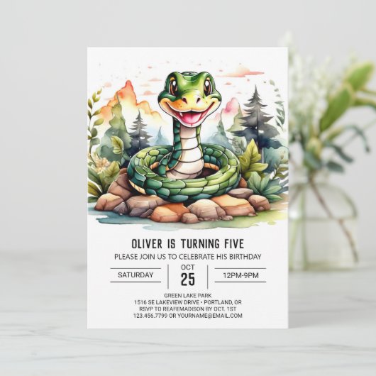 Invitation Python en ligne fête d'anniversaire pour enfants (Debout devant)