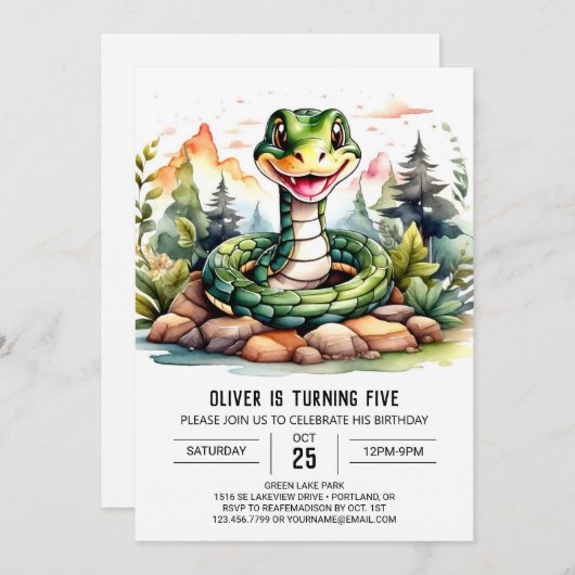 Invitation Python en ligne fête d'anniversaire pour enfants (Devant / Derrière)