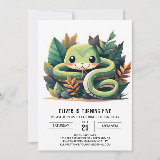 Invitation Python Wonderland Snake Anniversaire (Devant)