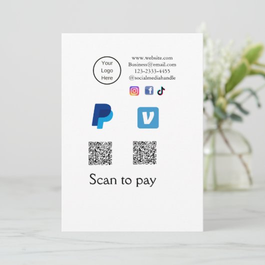 Invitation Q R code PayPal venmo scanner payer ajouter médias (Debout devant)