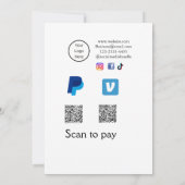 Invitation Q R code PayPal venmo scanner payer ajouter médias (Dos)