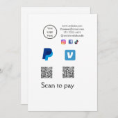 Invitation Q R code PayPal venmo scanner payer ajouter médias (Devant / Derrière)
