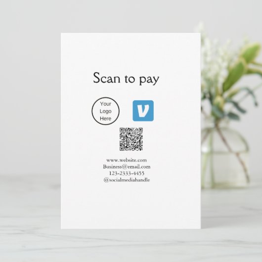 Invitation Q R code venmo scanner pour payer ajouter le logo (Debout devant)