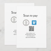 Invitation Q R code venmo scanner pour payer ajouter le logo (Devant / Derrière)