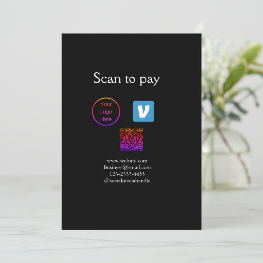 Invitation Q R code venmo scanner pour payer ajouter le logo (Debout devant)