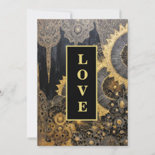 Invitation *~ QR 19 RSVP AR26 Gold Lace LOVE Mariage de luxe