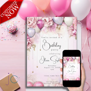 Invitation QR Anniversaire Nuances de Magenta