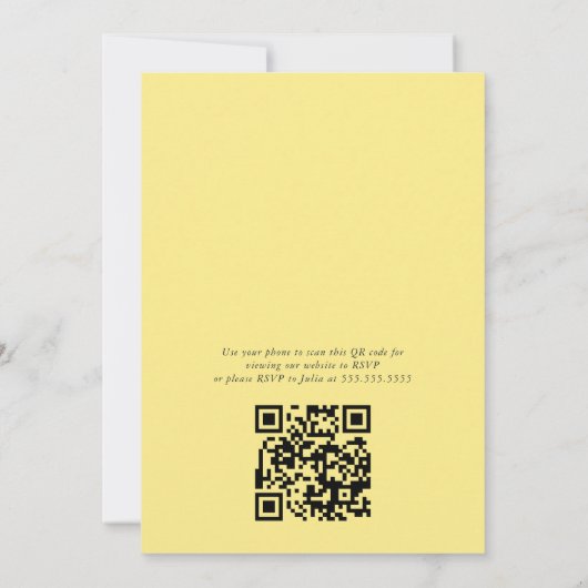 Invitation QR Anniversaire Vivid Citron jaune Floral (Dos)