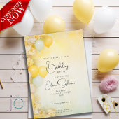 Invitation QR Anniversaire Vivid Citron jaune Floral