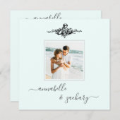 Invitation *~* QR Aqua Cherub Rings PHOTO AR6 RSVP Mariage (Devant / Derrière)