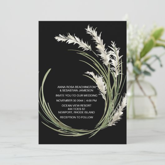 Invitation *~* QR AR21 RSVP Pampas MARIAGE botanique en herbe (Debout devant)